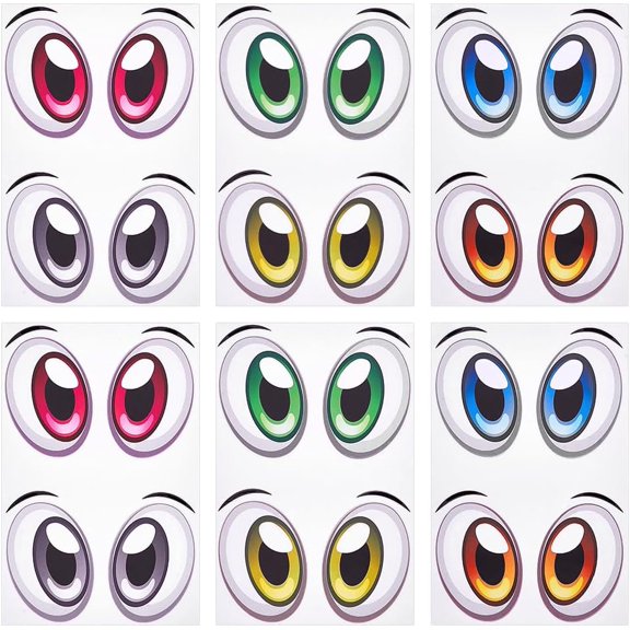6 Sheets 3 Colors Paper Picture Stickers Eyes Mixed Color 150x100x0.3mm 2 sheets/color