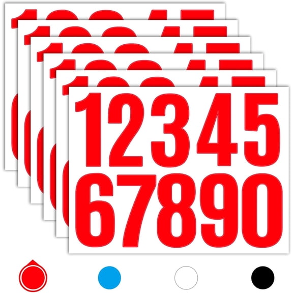 6 Sheets 3 Inch Vinyl Mailbox Numbers Stickers Self Adhesive,Waterproof Address House Number Decals Stickers for Outside Mailbox,Signs,Window,Door,Cars,Trucks,Home,Business(Red)