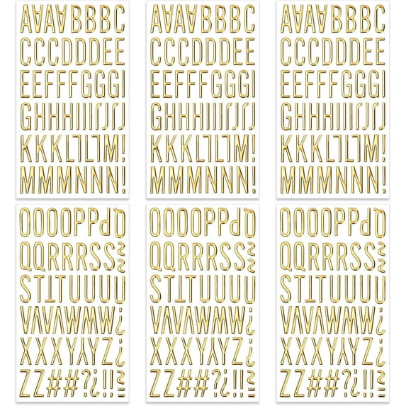 6 Sheets 3D Gold Letter Stickers, Foam Alphabet Stickers and Number Sticker for Scrapbooking, Puffy Letter Sticker Self-Adhesive for Grad Cap Decorations