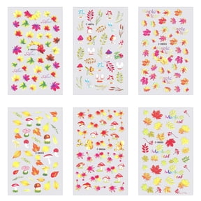 6 Sheets 6 Style Maple Leaf Nail Art Stickers Decals with Self Adhesive for Nail Tips Decorations Mixed Patterns 15x8x0.05cm 1 sheet/style DIY