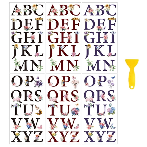 6 Sheets 6 Styles PVC Waterproof Decorative Stickers Self Adhesive Decals for Furniture Decoration Letter 300x150mm 1 sheet/style DIY