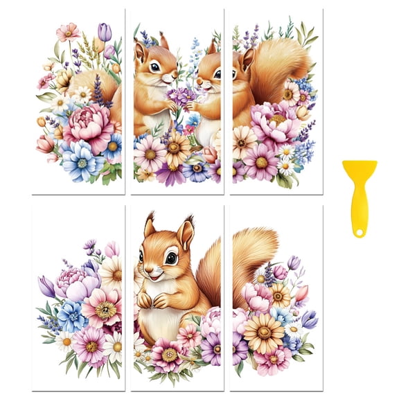 6 Sheets 6 Styles PVC Waterproof Decorative Stickers Self Adhesive Decals for Furniture Decoration Squirrel 150x300mm 1 sheet/style