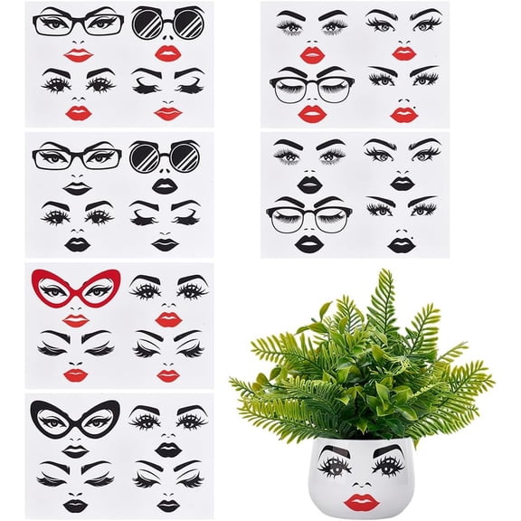 6 Sheets 6 Styles UV Transfer Expression Stickers Mixed Color 150x227x0.4mm Craft