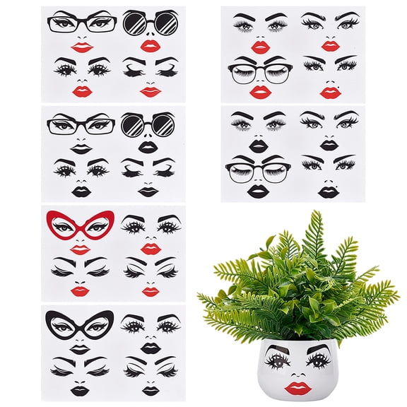 6 Sheets 6 Styles UV Transfer Expression Stickers Mixed Color 150x227x0.4mm DIY