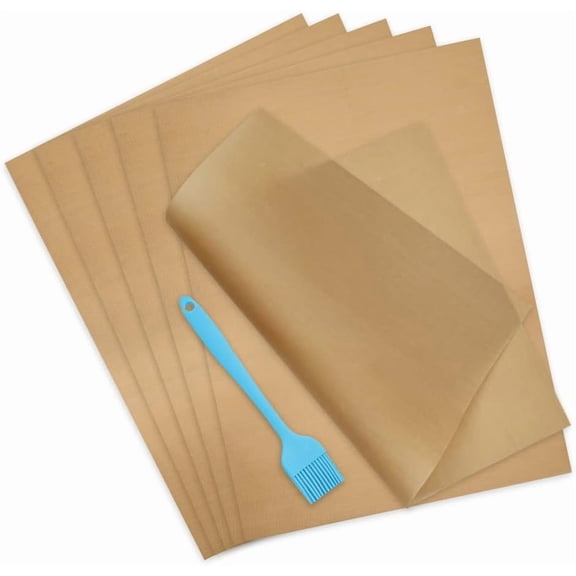 6 Sheets Baking Mats Non Stick Reusable,Oil Brush,Baking Mat Sheet Baking Tray Liner Set 30 * 40cm, Professional Quality,Nontoxic CookingMat,Reusable Non Stick Oven Liner