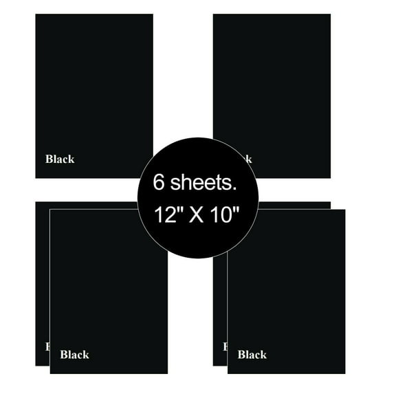 6 Sheets Black 12" x 10" HTV Iron On Heat Transfer Vinyl Paper for T-Shirts Cricut Silhouette