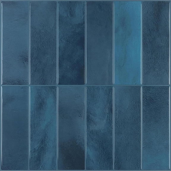 6 Sheets Blue Rectangular Kitchen Backsplash Tiles Peel and Stick 12"X12" Marble