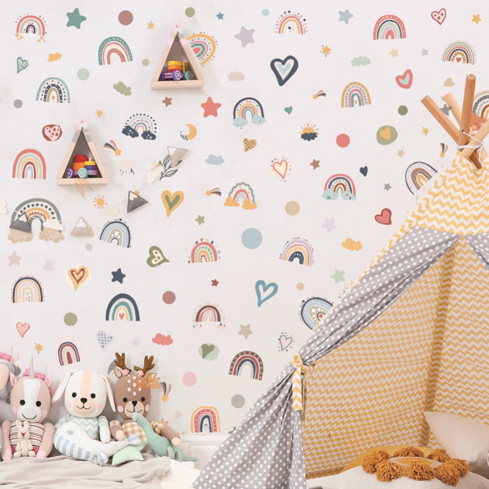 6 Sheets Boho Rainbow Wall Decals Peel and Stick, Self Adhesive ...