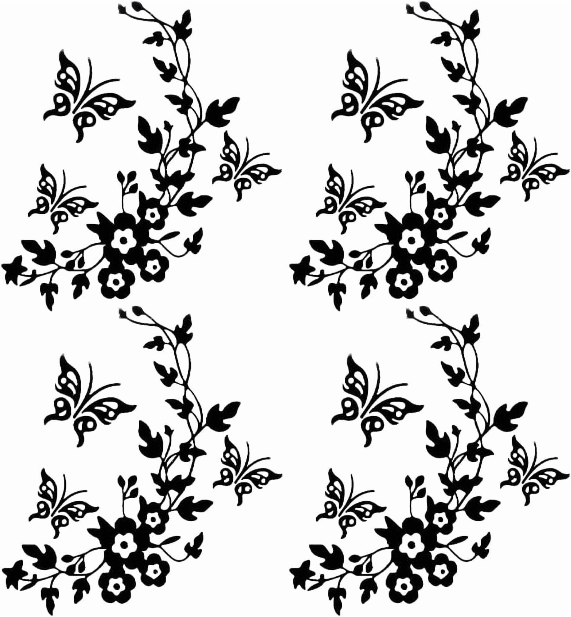 6 Sheets Butterfly Car Decal Set Black Flower Car Decals Car Rearview