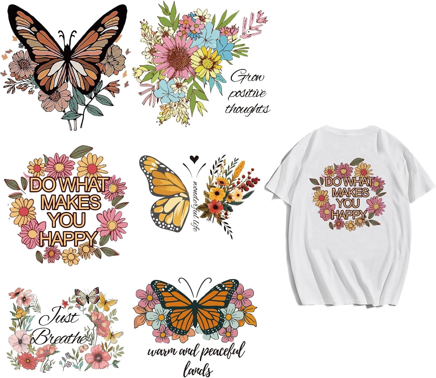 Flower & Butterfly Iron On Patches – 49 Pcs Heat Transfer Vinyl Decals For Clothes, Jackets, Backpacks, DIY Customization - View #11