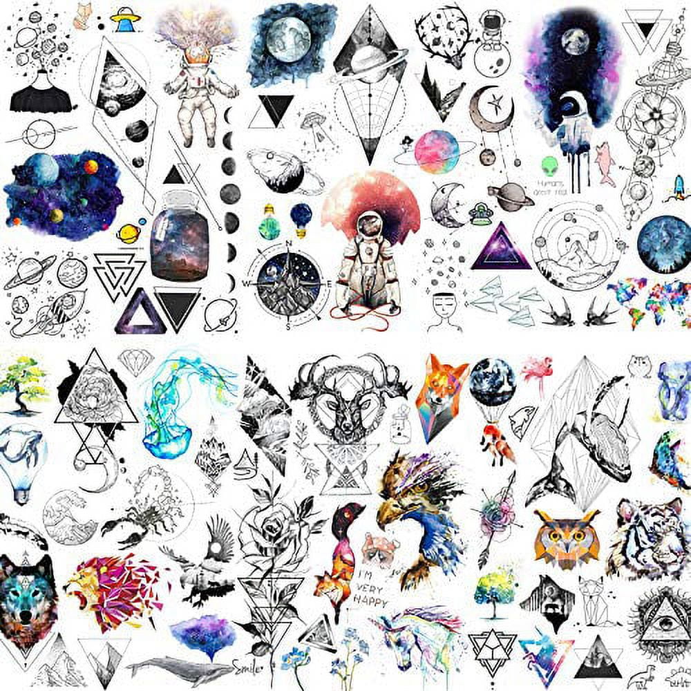 PARITA Small Tattoos Blue Eye Illuminati Pyramid Tree Cartoon Tattoo  Stickers for Women Kids Men Body Art Fake Tattoo Decorations Arms Legs Hand  Neck Wrist Art Fashion Party (Pack 3 PCS.) (06) | WantItAll