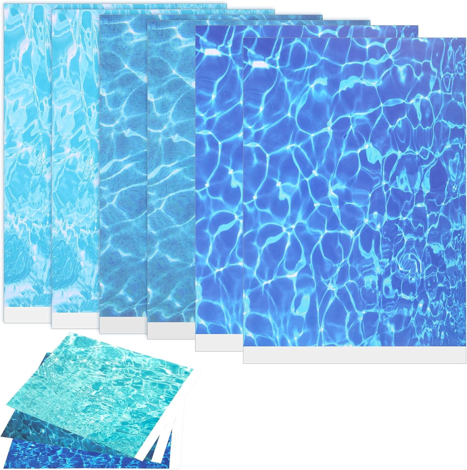 6 Sheets Fake Water Paper Decal Self-Adhesive Ripple Water Sticker ...