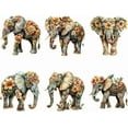 thumbnail image 1 of 6 Sheets Flower Elephant Plastic Iron-on Transfer Logo Stickers Floral Animal Pattern Heat Transfer Film Sticker Set DIY Hat Jacket T-Shirt Curtains Decorative Accessories, 1 of 8