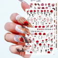 thumbnail image 1 of 6 Sheets Flower Nail Art Stickers, Spring Rose Nail Decals 3d Self Adhesive Design Charm, 1 of 5