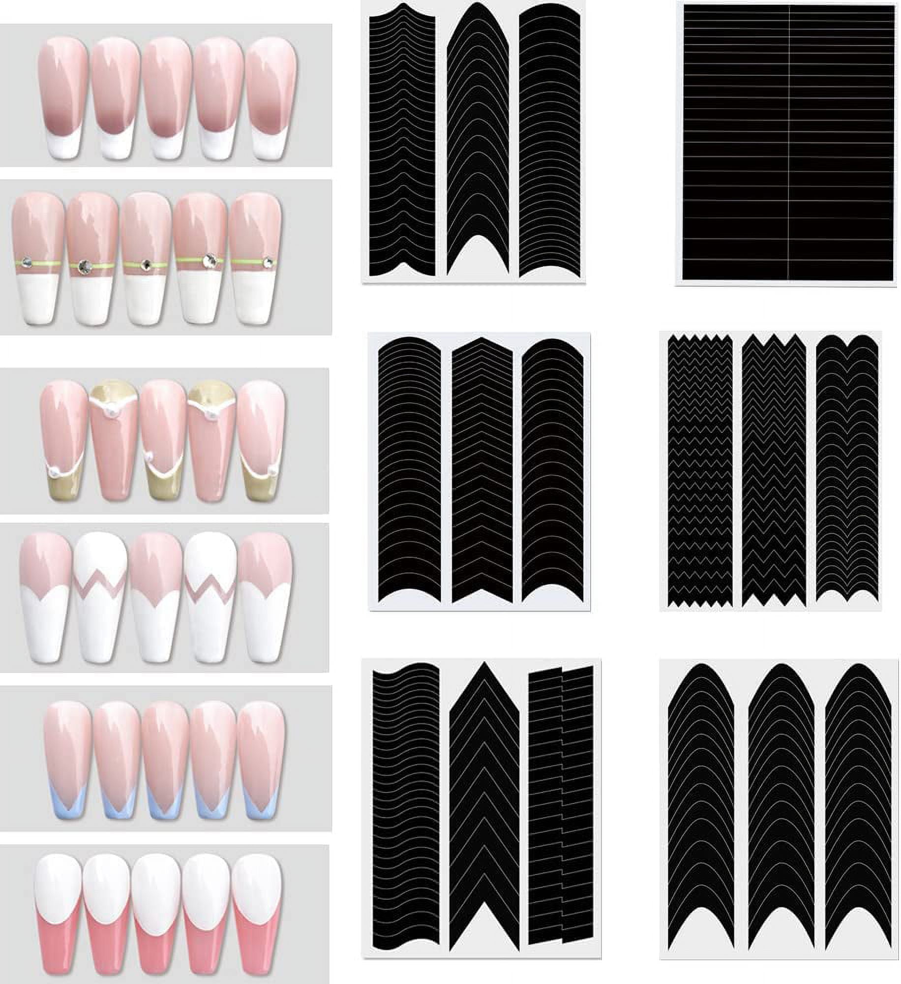 6 Sheets French Manicure Nail Stickers - 6 Sheets French Manicure Nail Stickers 14 Designs Self Adhesive Tips Guide Stencil Wavy Line Strips Moon Shape Design Art Accessories Template DIY De 6938c735 98ed 4ec7 8f57 3a49b876fa12.47f7b31ae3f323bd9717450df33a3e34 