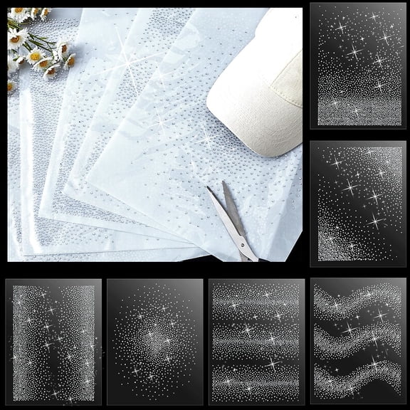 6 Sheets Glitter Hotfix Rhinestone Iron on Crystal Decals 2mm 3mm Flat Round Rhinestone Transfer Sheets Patches for Clothing Craft DIY Decor