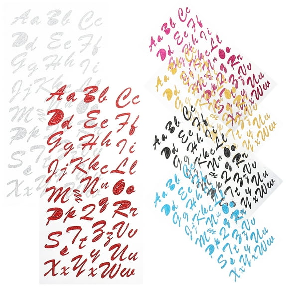 6 Sheets Gold Sticker Letters Glitter Powder Stickers 20X10CM