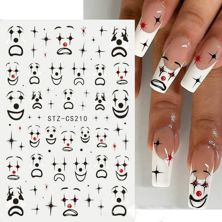 6 Sheets Gothic Nail Art Stickers Decal 3D Goth Horror Nail Art Supplies  Wind Skull Cross Stars Goth Face Abstract Nail Decals Designer  Self-Adhesive