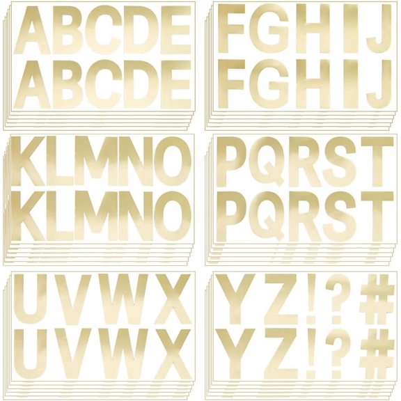 6 Sheets Letter Number Stickers Small Golden Self Adhesive Alphabet Stickers Kit Sticky Decals Letters for DIY Craft Gift Scrapbook Sign Kitchen Door Address diy Gold