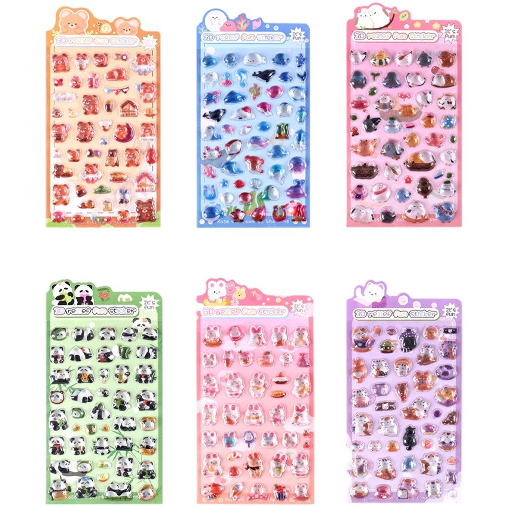 6 Sheets Mini Puffy Stickers - Cute Tiny Small Kawaii 3D Puff Sticker ...