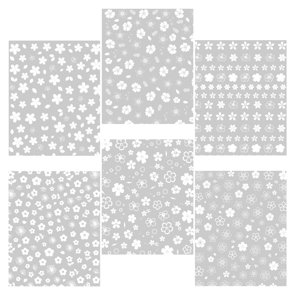 6 Sheets Nail Art White Sticker Flower Decal Fingertip Accessories