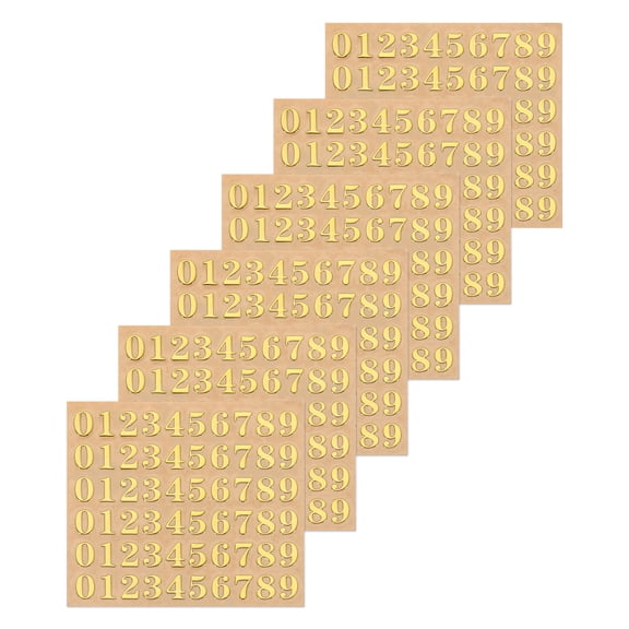 6 Sheets Number Resin Stickers 3D 1 to 9 Gold Mini Number Sticker Metallic Alloy for Resin Nail 4.5mm