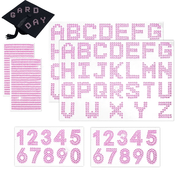 6 Sheets Rhinestone Letter Stickers Pink Diamond Glitter Alphabet Letter Sticker 26 Letters and 10 Numbers Adhesive Gem Stickers DIY