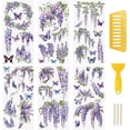 thumbnail image 1 of 6 Sheets Rub On Transfer Sticker, Purple Vine Floral Pattern Decal for DIY Scrapbooking Photo Albums Furniture,15 * 30cm, 1 of 7