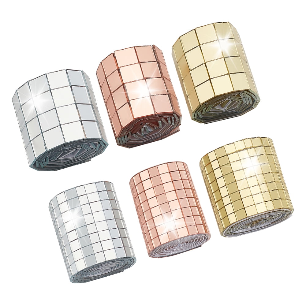 6 Sheets Self Adhesive Mosaic Tiles for Crafts Mixed Color Real Glass Cabochons Mosaic Tiles for DIY Craft Decoration Disco Ball Sliver Hat Cups DIY