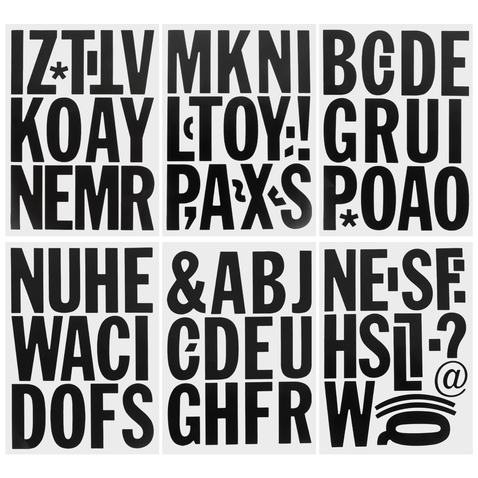 6 Sheets SelfAdhesive Vinyl Letters Decals Multipurpose Labels