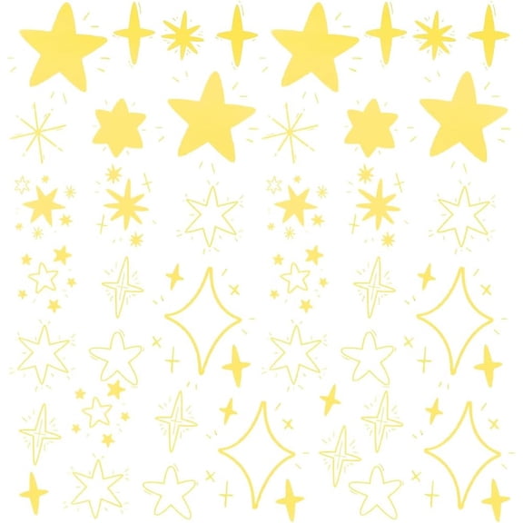 6 Sheets Star Wall Decal Peel and Stick PVC Plastic Gold Sparkle Star Stickers Wall Art Removable DIY Adhesive Mirror Sticker Mural