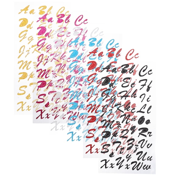 6 Sheets Glitter Alphabet & Number Stickers for Scrapbooking, Crafts, Projects, Multi-Purpose Decorative Decals