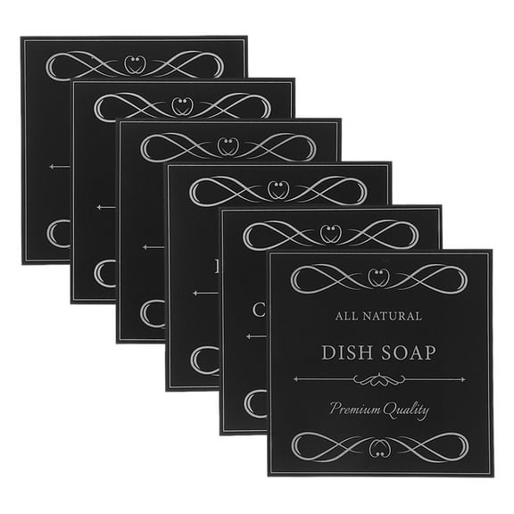 6 Sheets of Waterproof Labels for Soap Dispensers Self-Adhesive Stickers for Hand Soap Dish Soap Lotion Bottles No Residue Easy Replacement Labels