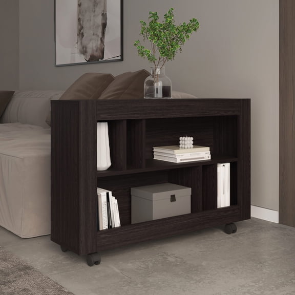 6-Shelf 37.4" Wide Console Table with Casters / Quick and Easy Assembly for Homes