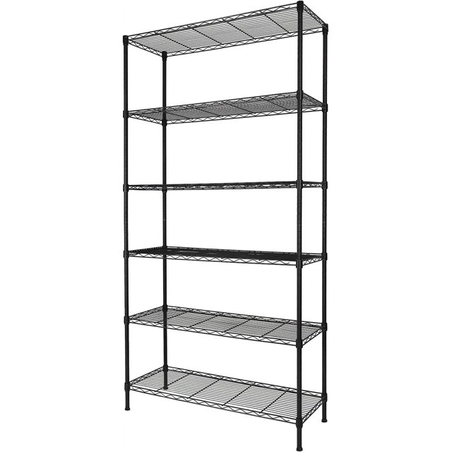 6-Shelf Adjustable Heavy Duty Storage Shelving Unit, Metal Organizer ...
