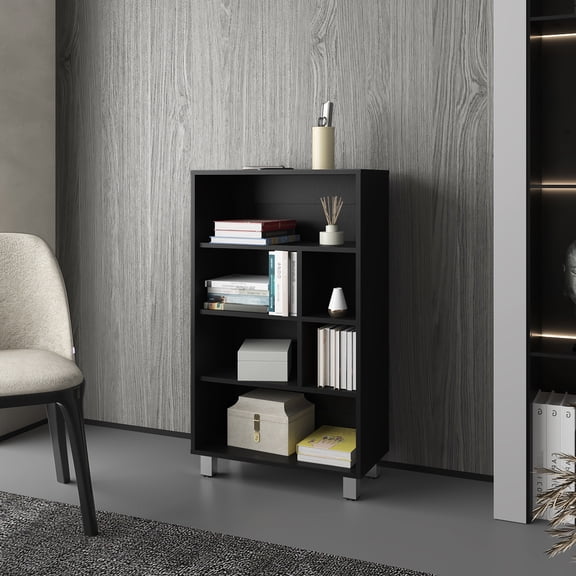 6-Shelf Bookcase, White Melamine Finish / Keep New Look with Scratch Resistance