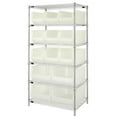 thumbnail image 1 of 6 Shelf Chrome Wire Shelving Unit With 13 Clear Plastic Storage Bins, 24 x 36 in., 1 of 1