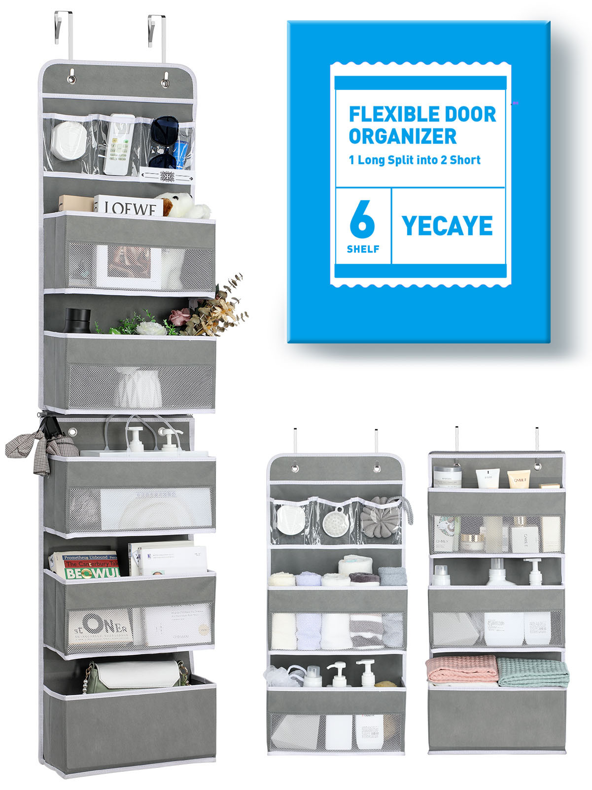 InterDesign Classico overTheDoor Closet Organizer, Silver