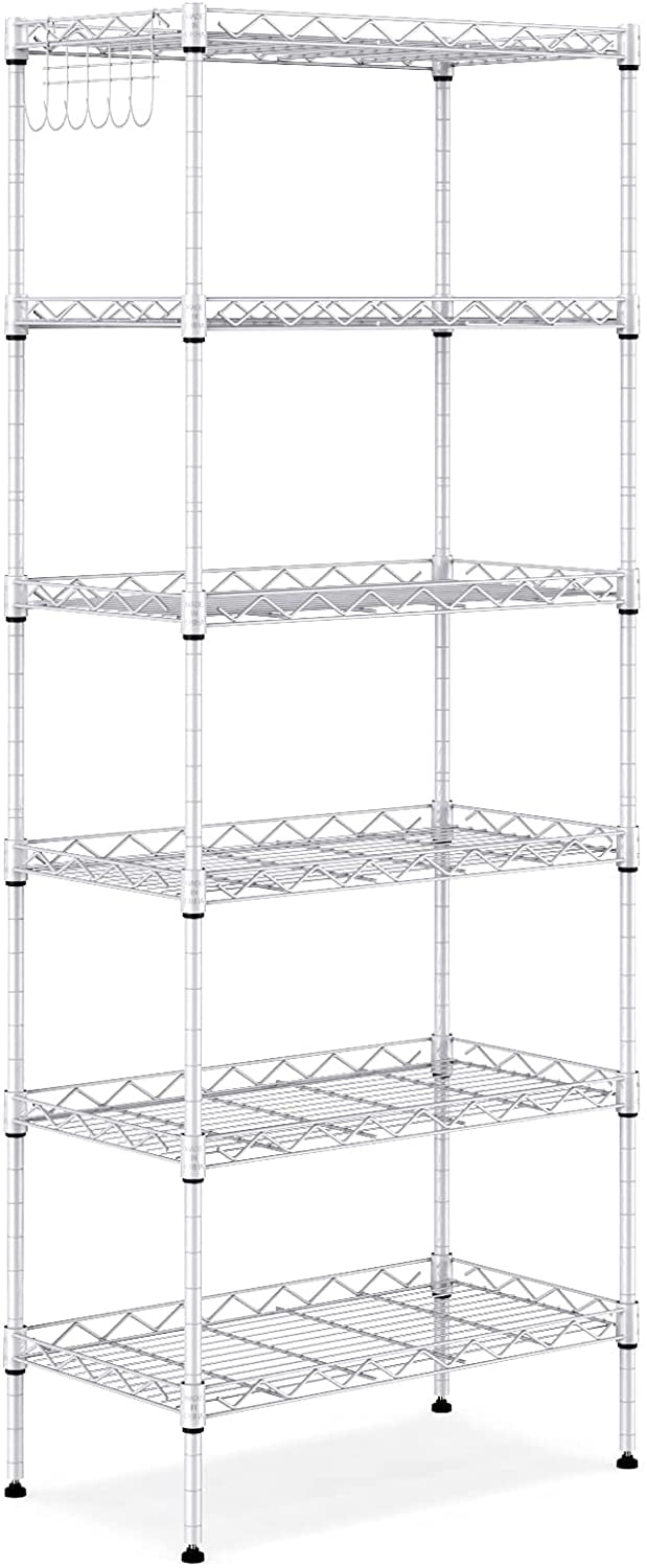 6-Shelf Shelving Storage Unit,Heavy Duty Metal Organizer Wire Rack with ...