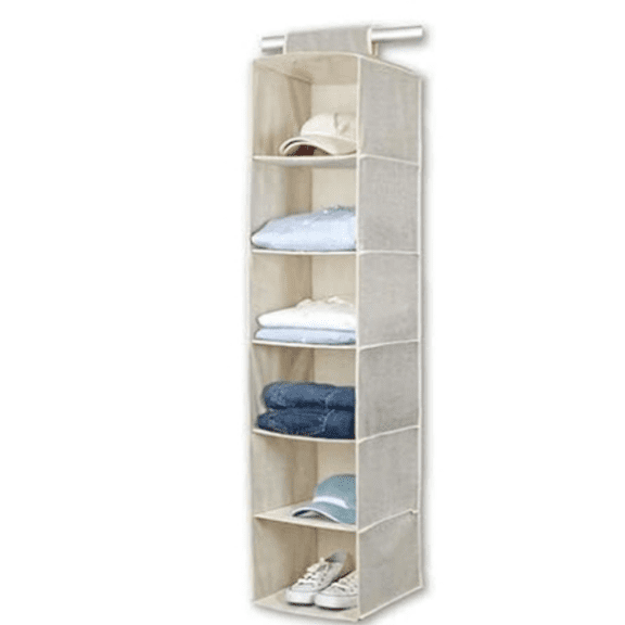 6-Shelf Sweater Closet Organizer - Beige | Closet Hanging Organizer for Bedroom | Sweater Storage Organizers | Hanging Shelves | Portable Closets for Clothes | Room Essentials