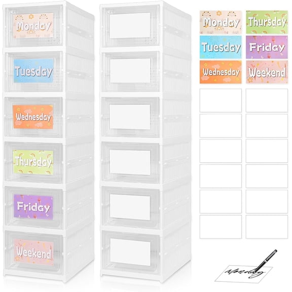 6 Shelf Weekly Clothes Organizer for , Foldable Days of the Week Clothes Organizer with 18 Labels, Monday Through  Essential Stuff Shoe Organizer,  Habit & Creativity
