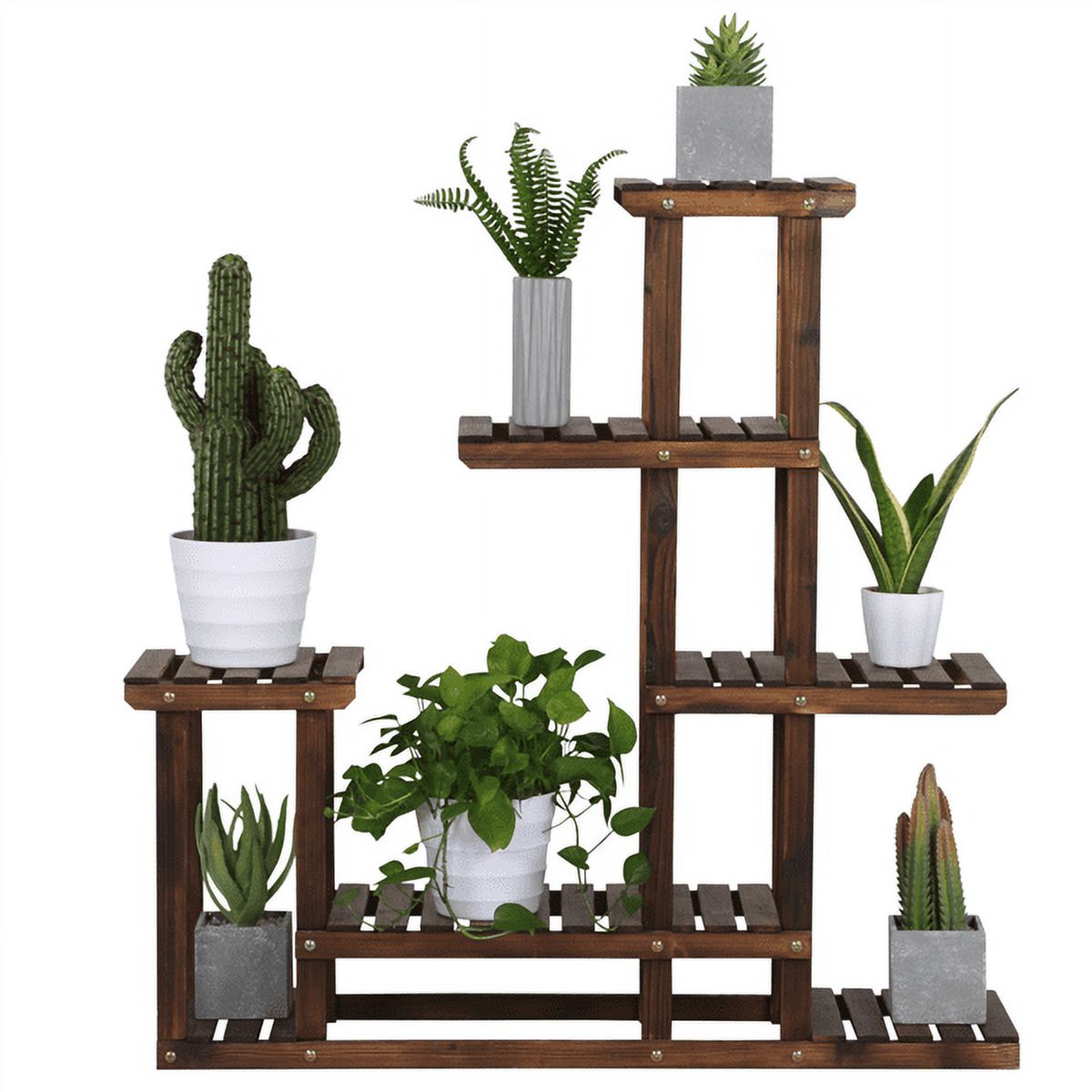 6-Shelf Wooden Flower Stand Plant Display for Indoors and Outdoors - image 1 of 7