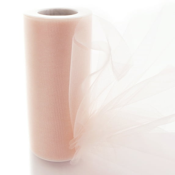 6" Shimmer Tulle Fabric Roll For Crafts, Wedding, Pary Decorations, Gifts - Blush Pink 100 Yards