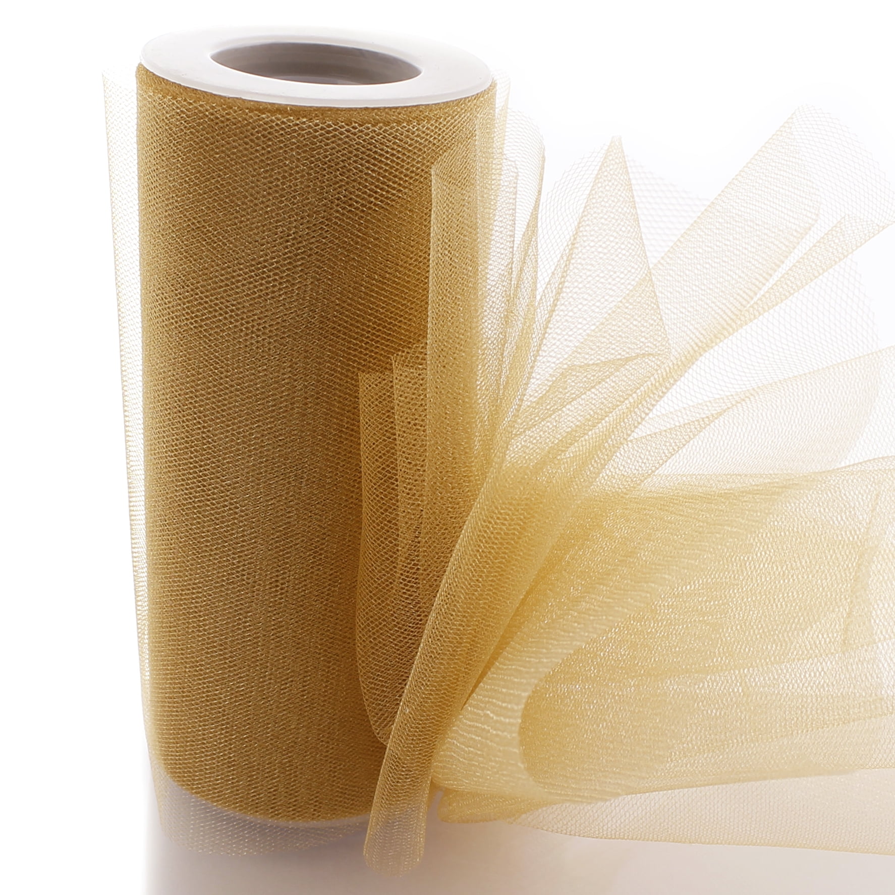 6 Shimmer Tulle Fabric Roll For Crafts, Wedding, Pary Decorations, Gifts -  Gold 100 Yards