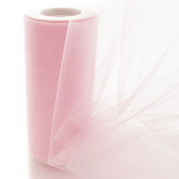 6" Shimmer Tulle Fabric Roll For Crafts, Wedding, Pary Decorations, Gifts - Light Pink 100 Yards