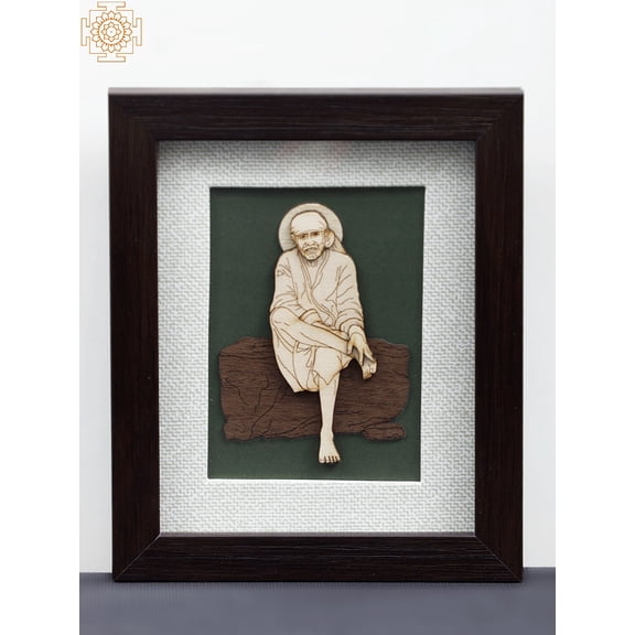 6" Shirdi Sai Baba Wood Art Frame