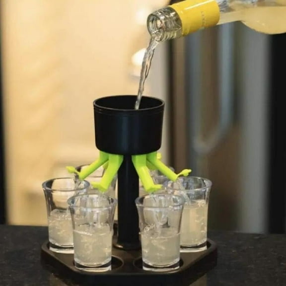 6 Shot Glass Dispenser & Holder, 1 Set Multifunctional Shot Dispenser with 6 Glasses, Cocktail dispenser for Outdoor Party & Bar