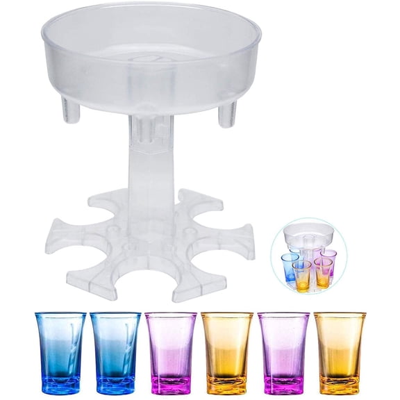 6 Shot Glass Dispenser Holder - Shot Buddy Multiple Shot Dispenser for Filling Liquids, Cocktail Dispenser Drinking Games, Carrier Revolving Liquor Caddy Dispenser for Bar Gifts Tool (Transparency)