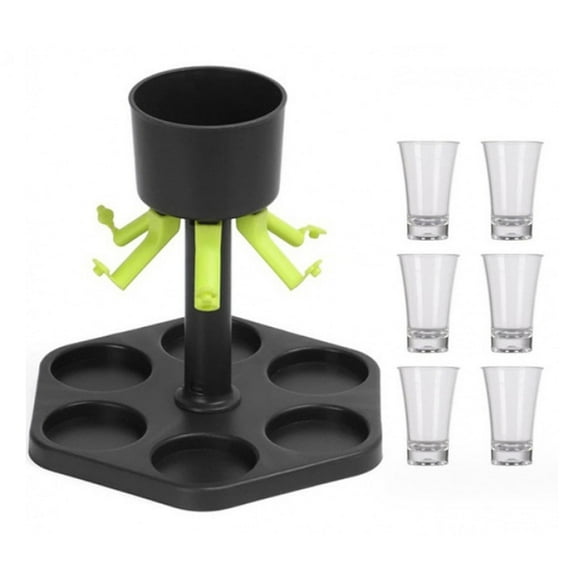 6 Shot Glass Dispenser and Holder Shots Dispenser for Filling Liquids Beverage Dispenser fpr Party Bar Cocktail, Wine and Juice Game Asseceries(With Cup)