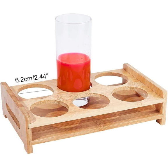 6 Shot Glass Holder Hole: 2.44 Inch Shot Glass Tray Bamboo Shot Glass Serving Tray Shot Glass Storage Shot Glass Display Bar Accessories for Party Bar Club Bar Family Gathering DIY